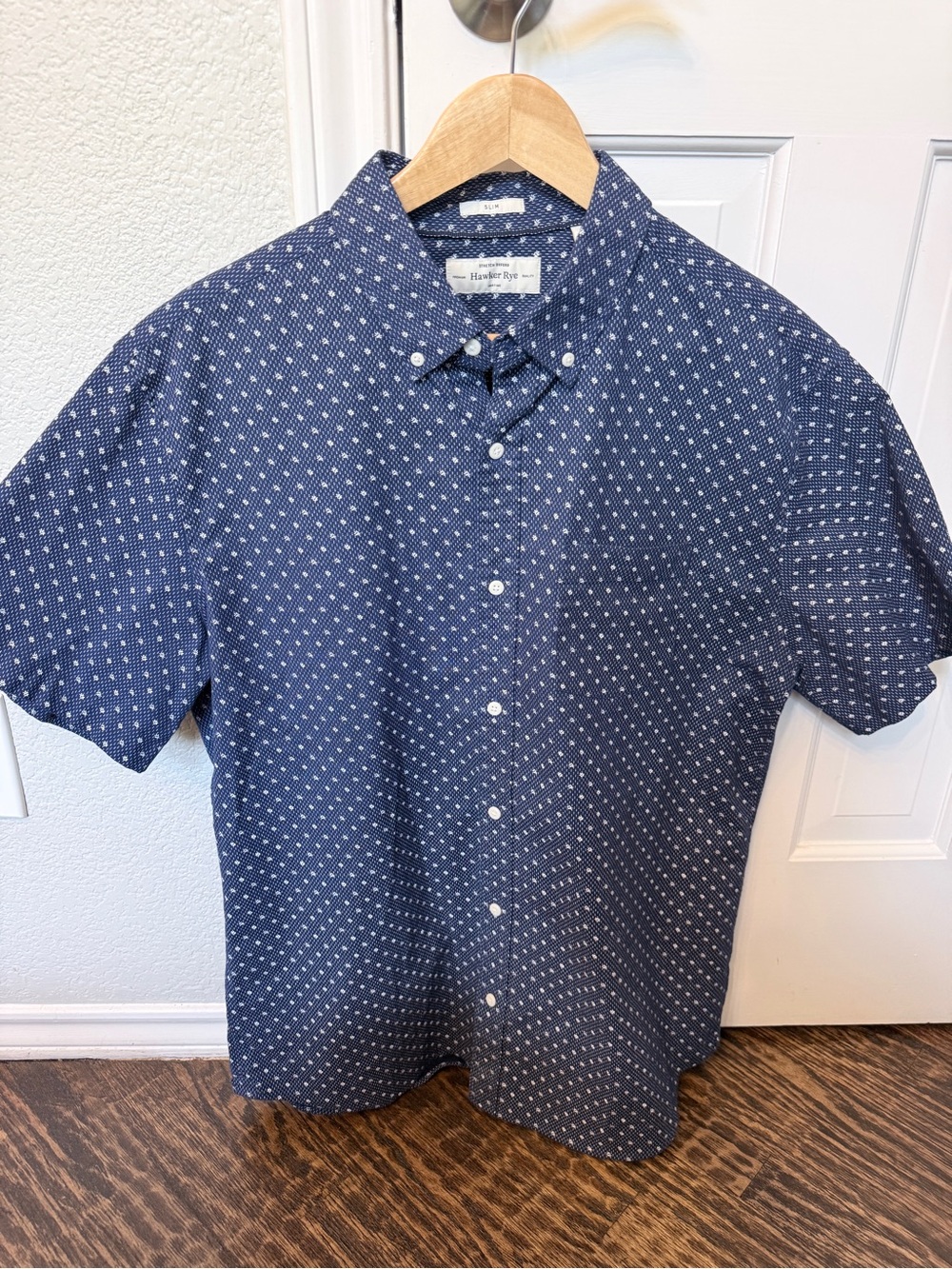 Hendrix Rye Navy Short-Sleeve Button-Down Shirt